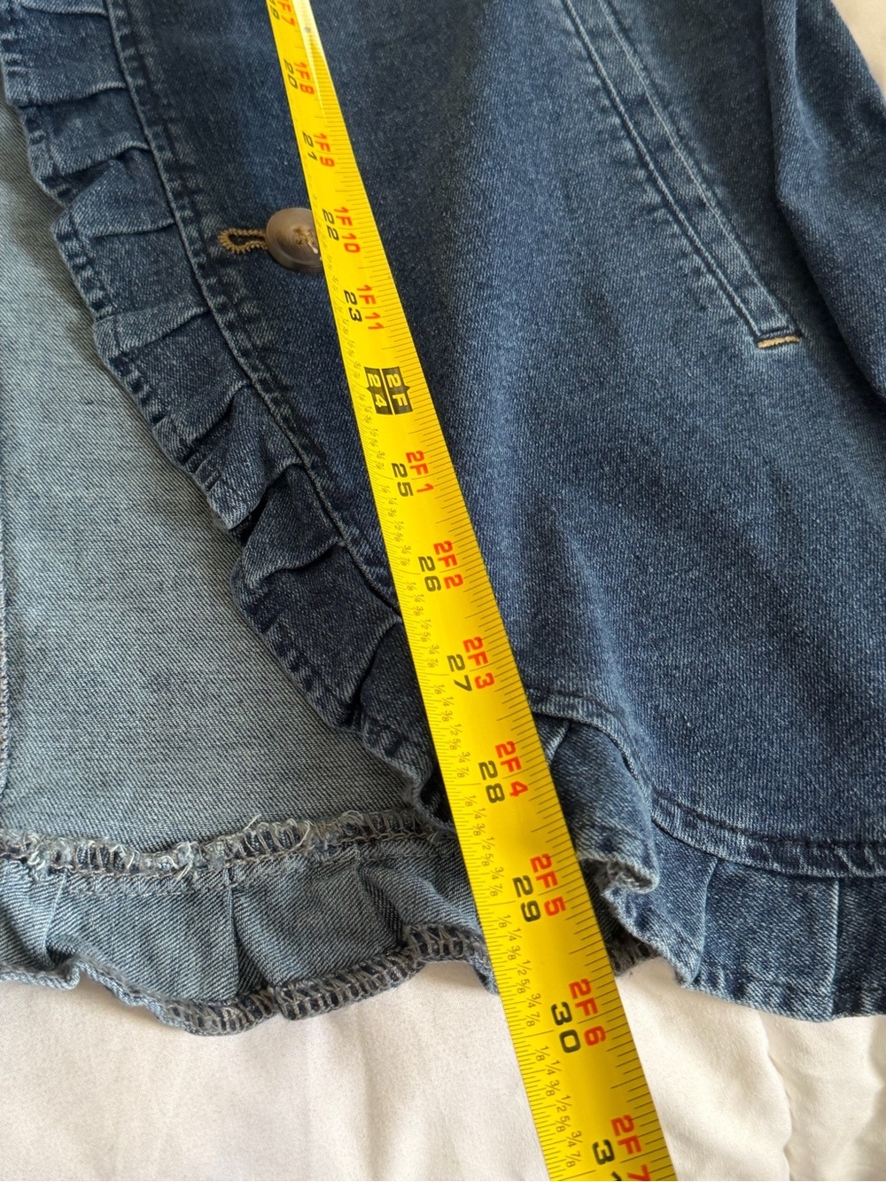 Denim Ruffle-Trim Jacket - Blue - Picture 5 of 8